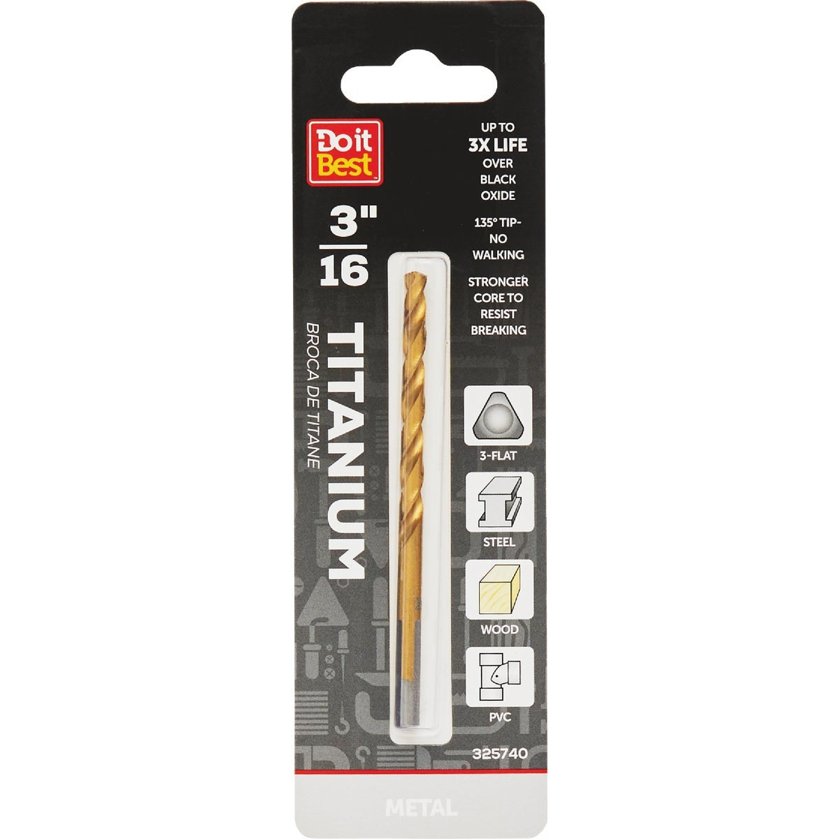 BSC PREFERRED Bsc Preferred QJDIB-DB-009 Titanium Drill Bit 3/16 Inch