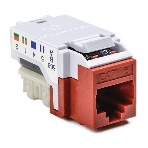 HELLERMANN TYTON Hellermanntyton RJ45FC6-RED Cat6 Flush Mount Keystone Jack