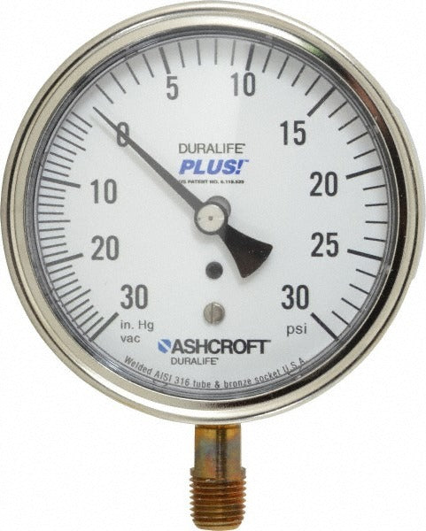 ASHCROFT Ashcroft 94596XLL Pressure Gauge 0-30 Psi 3.5 in Lower Mount