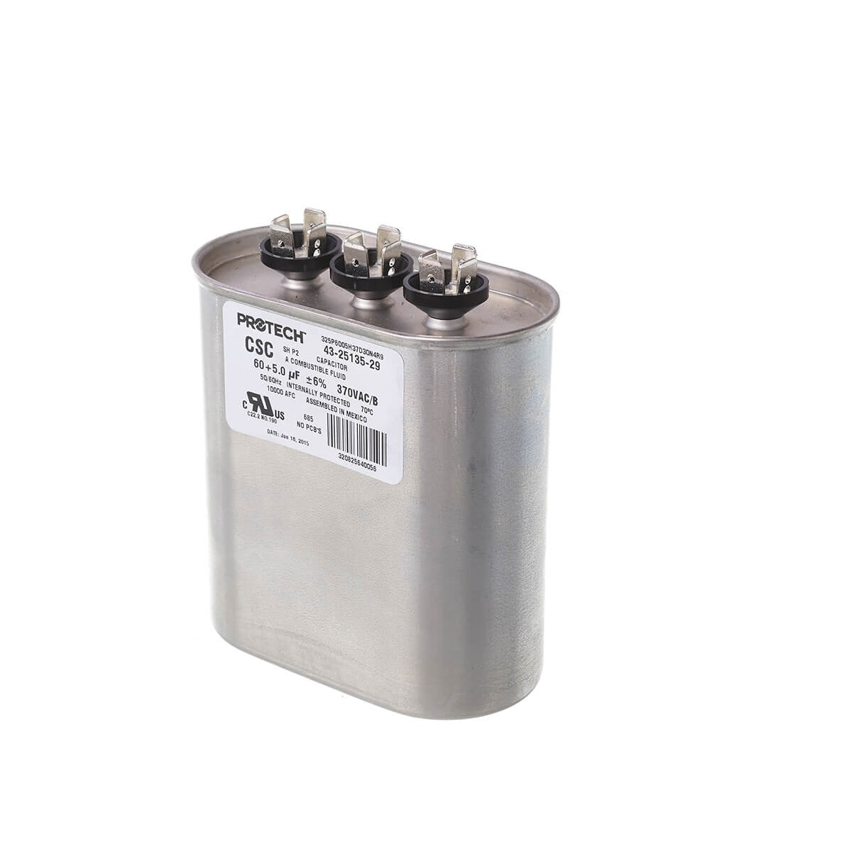 RHEEM Rheem 43-25135-29 Capacitor 60/5/370 (Dual Oval) Replacement 43-25135-29