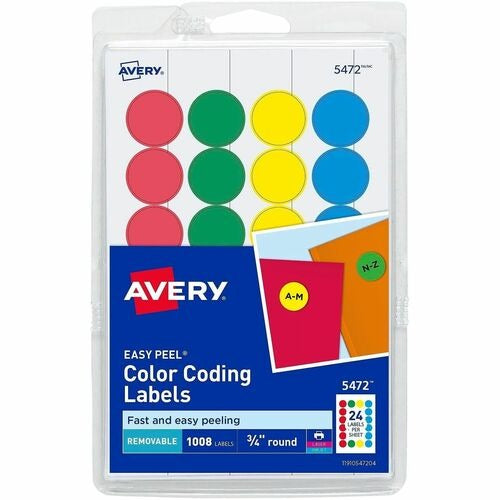 AVERY Avery AVE05472 Removable Round Labels 3/4 Inch 1008 Pack