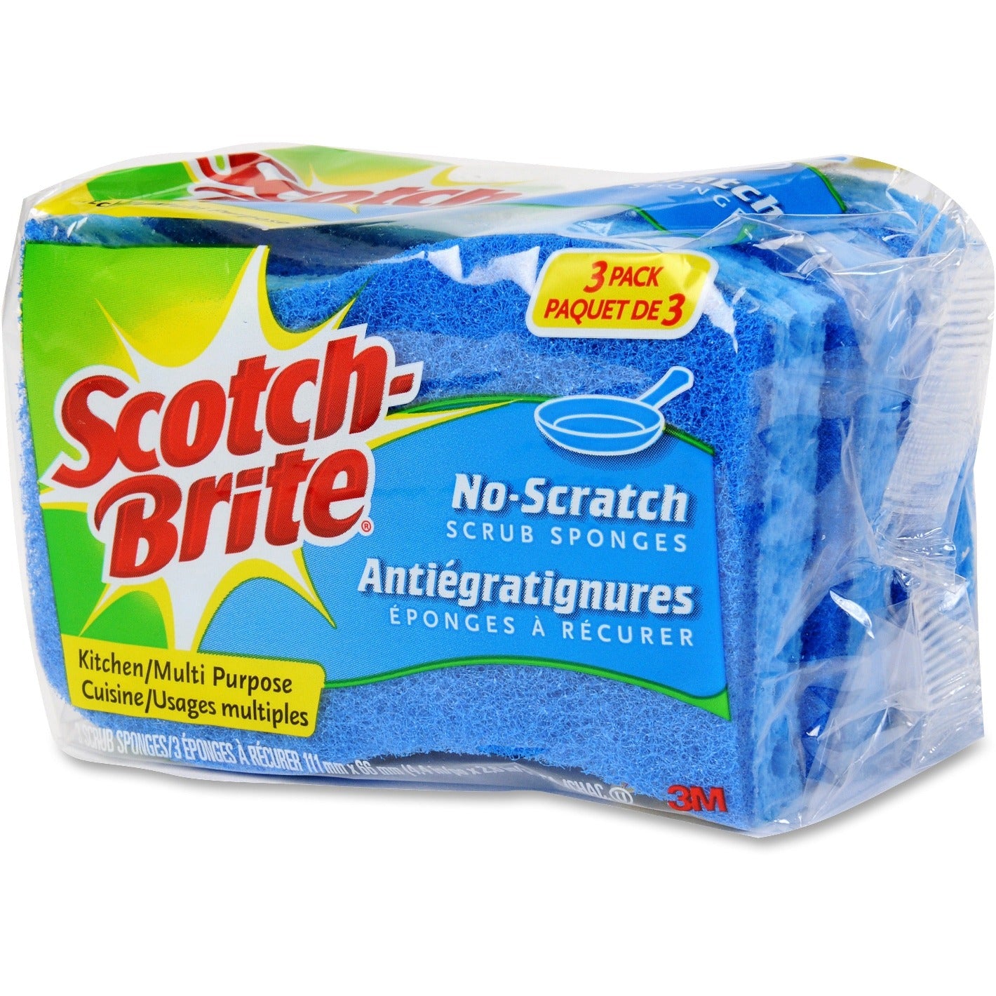 3M 3M MMMMP3CT Scotch-Brite No Scratch Scrub Sponges (3/Pack, 8/Carton)