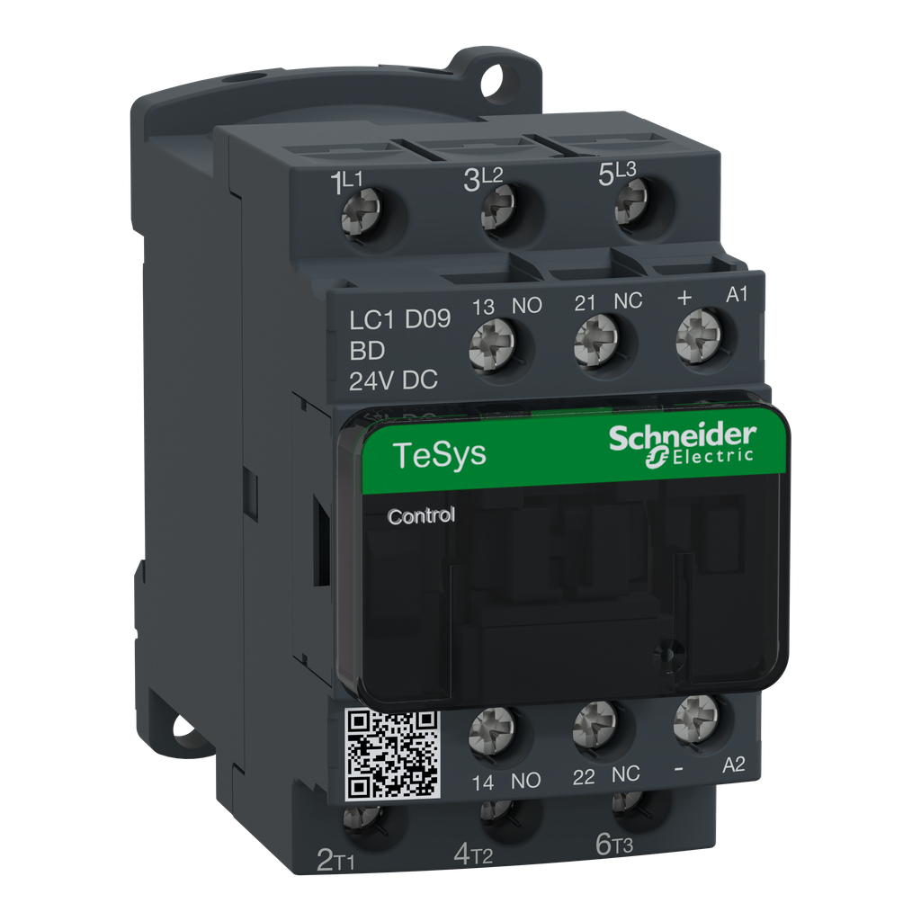 Schneider Electric LC1D09BD Square D 600 VAC 9 Amp 3-Pole 1NO 1NC Screw Terminal Full Voltage Non-Reversing IEC Contactor