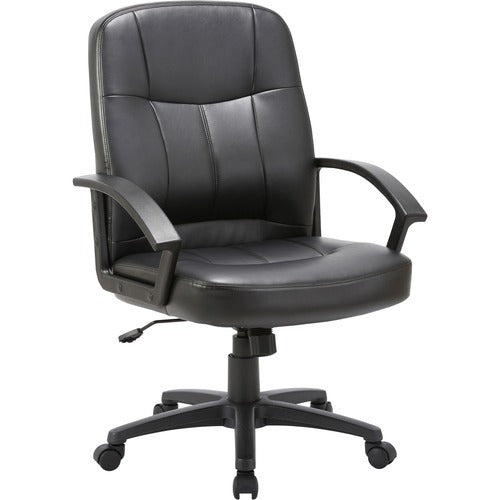 LORELL Lorell LLR60121 Executive Mid-back Chair Black Leather
