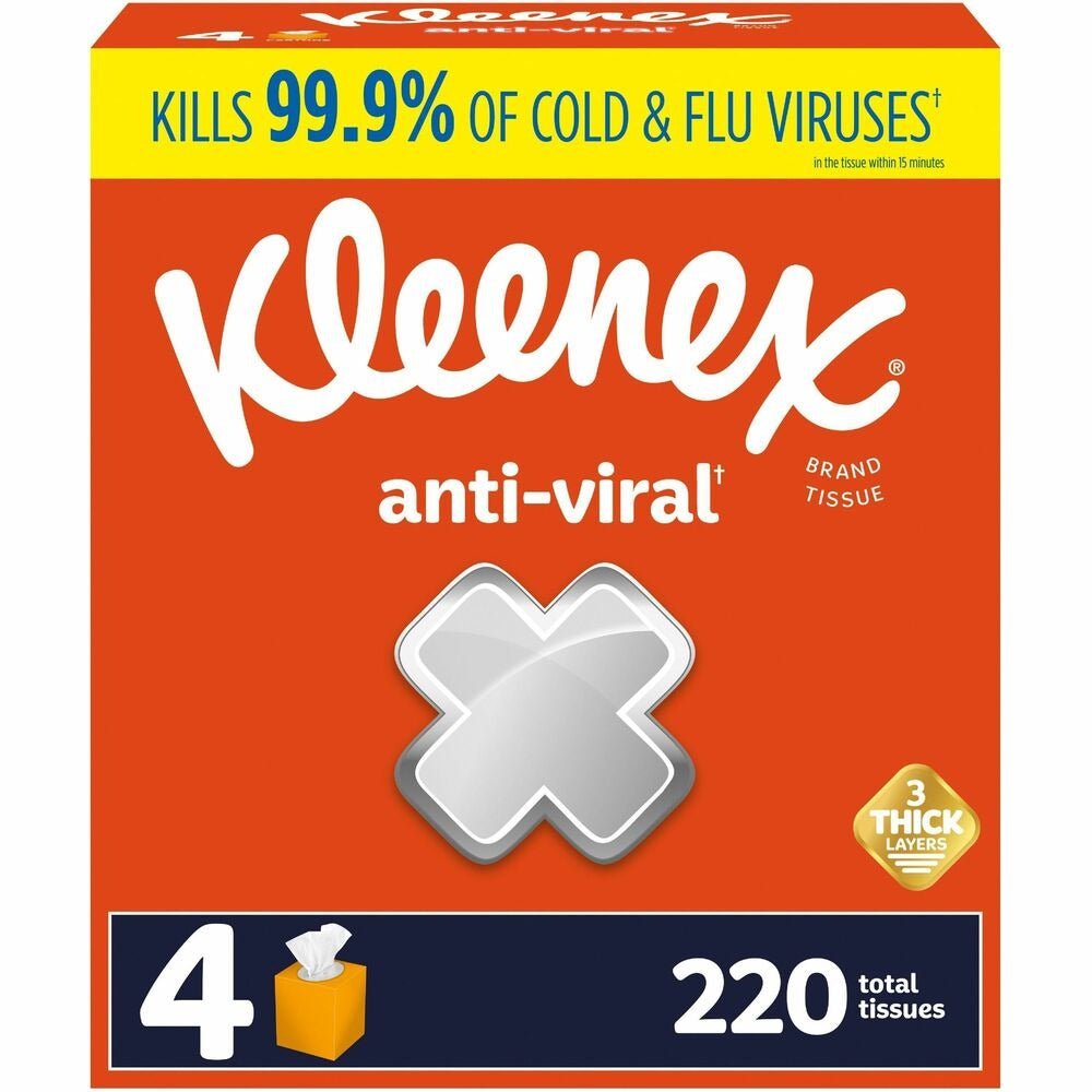KIMBERLY-CLARK Kimberly-Clark KCC54506 Anti-viral Facial Tissue 55/Box 4 Pack Upright