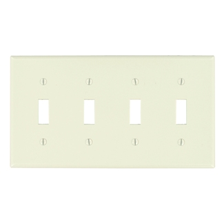 Leviton 78012 Wallplate 4 Gang Thermoset Plastic Toggle Wall Plate 1 pk