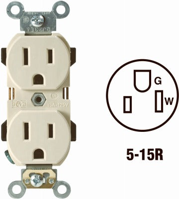 LEVITON Leviton R71-05252-0IS Duplex Outlet 15A 125V Nema 5-15R