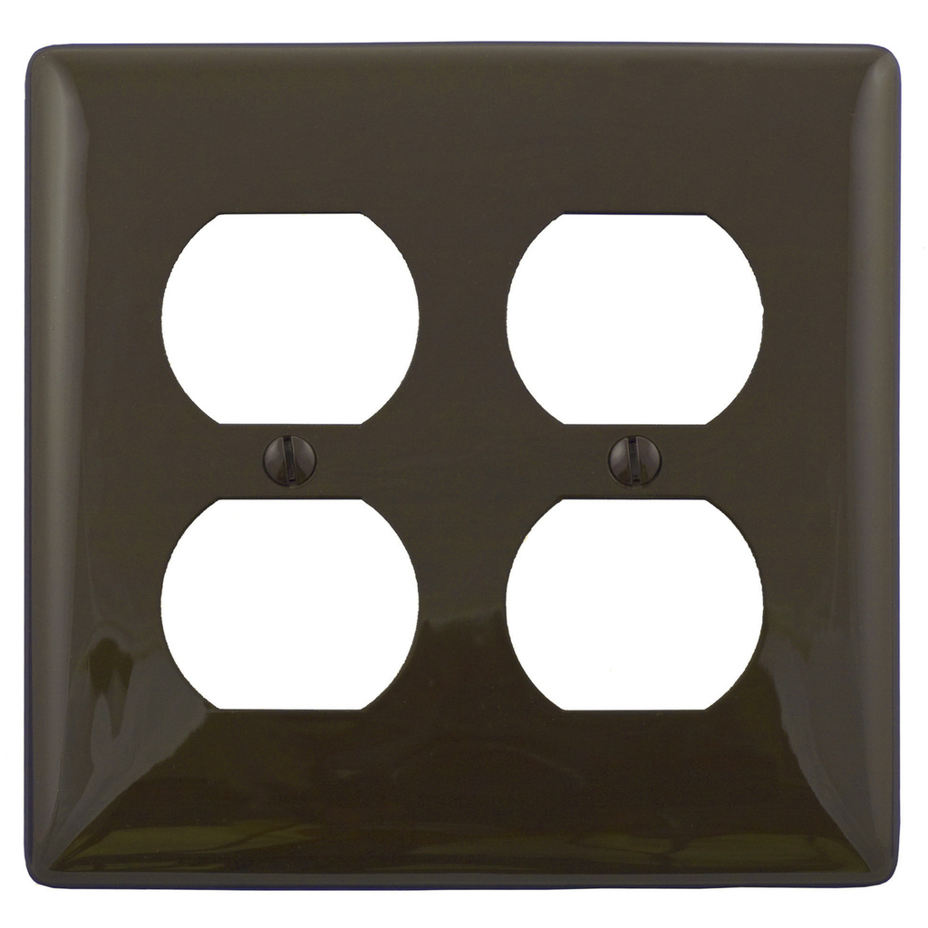 Hubbell Wiring Device-Kellems NP82 2-Gang Brown Nylon Standard 2-Duplex Receptacle Wallplate