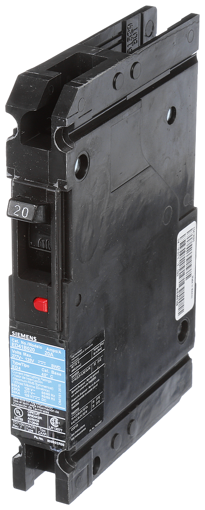 Siemens ED41B020 1-Pole 20 Amp 277 VAC 22 kA Circuit Breaker Lug