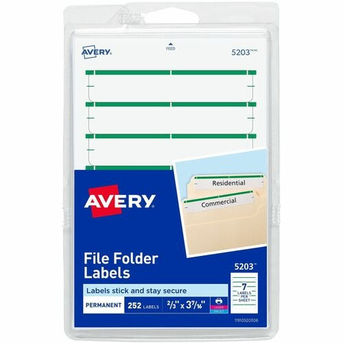 AVERY Avery AVE05203 Permanent Filing Labels Green 252 Pack
