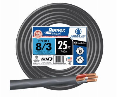 SOUTHWIRE Southwire/coleman Cable 63949221 8/3 Nmw/g Wire 25 Ft