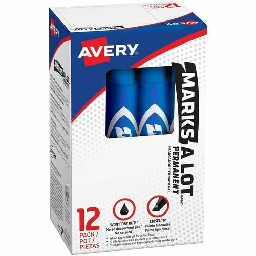 AVERY Avery AVE07886 Chisel Tip Permanent Markers Blue Dozen