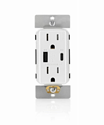 LEVITON Leviton RN2-T5634-0BW Decora Usb Ac Outlet 15A 60W White