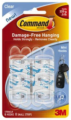 3M 3M Company 17006CLR-ES Clear Mini Hook 6 Pack