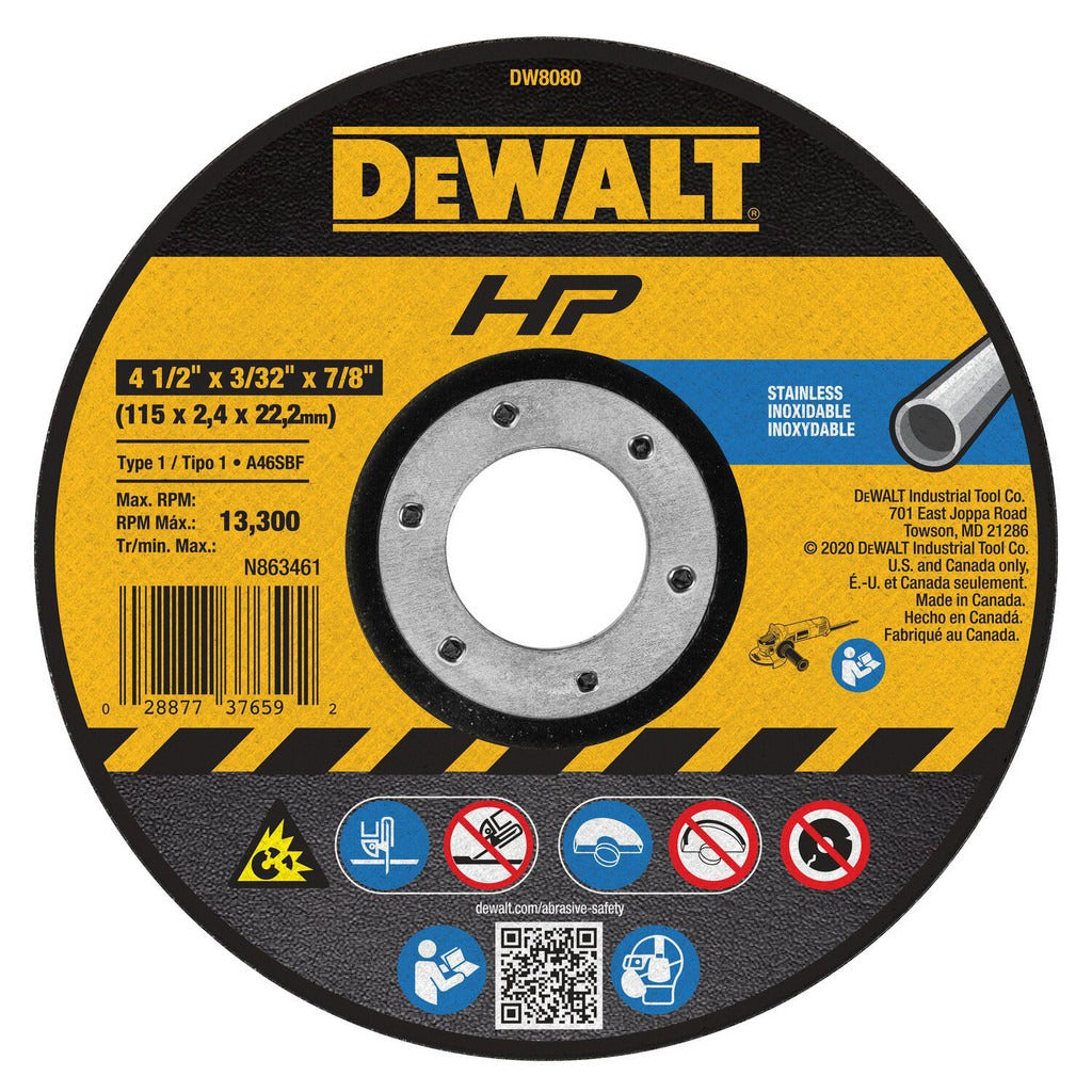 DEWALT Dewalt DW8080 Type 1 Cut-off Wheel 4.5 in Aluminum Oxide