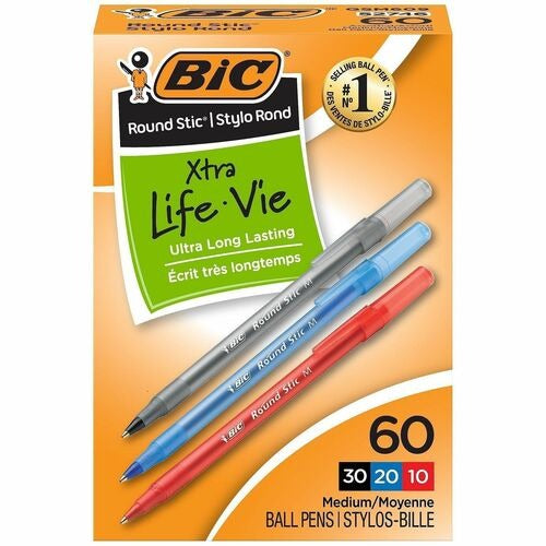 BIC Bic BICGSM609AST Round Stic Ballpoint Pen 60 Pack