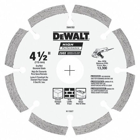 DEWALT Dewalt DW4782 4-1/2 in Segmented Diamond Blade (Angle Grinder) 117182218