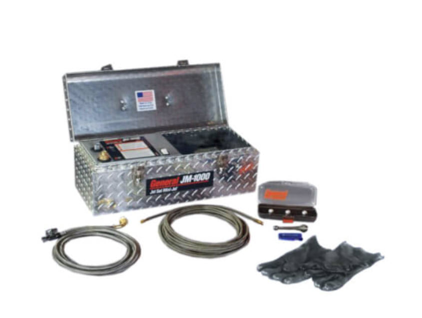 General Wire Spring JM-1000-B Mini Jet Power Water Jetter Kit, Electric Spinner, Drain Gun