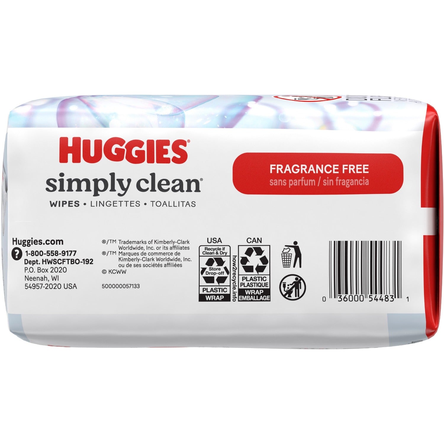 KIMBERLY-CLARK Kimberly-Clark KCC54483 Huggies Simply Clean Wipes 64/Packet (3 Pack)
