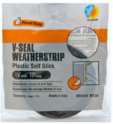 FROST KING Thermwell M13BH V-flex Weather Strip 7/8in X 17ft Brown