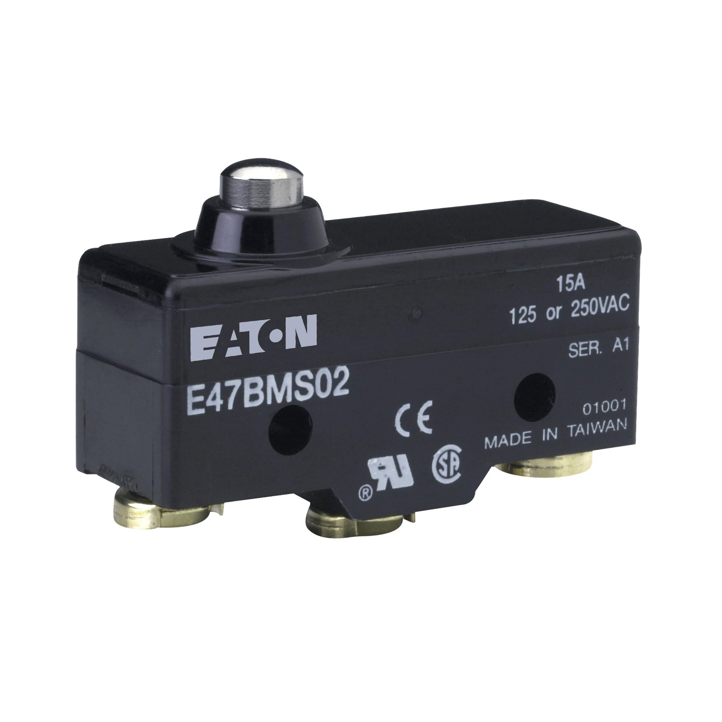 EATON Eaton E47BMS02 Precision limit switch 15A at 250 Vac (Straight plunger)