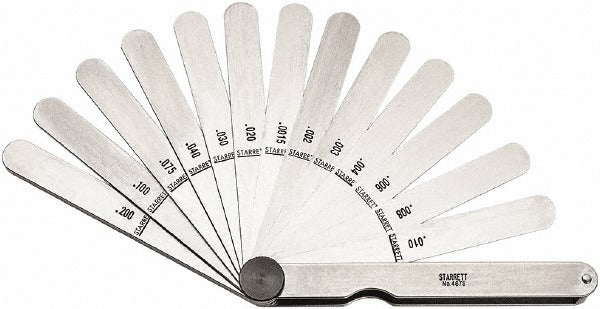 STARRETT Starrett 467S Feeler Gage Set 13 Leaf 0.0015-0.2000 in