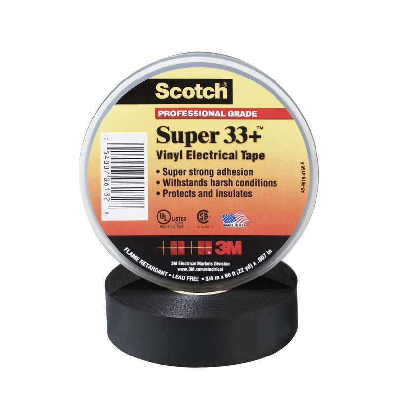 3M 3M 7000058137 Scotch Super 33+ Vinyl Electrical Tape 2 in x 66 ft (24 Rolls/Case)