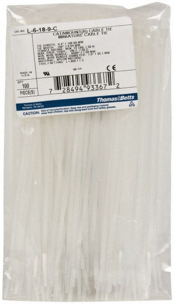 THOMAS & BETTS Thomas Betts L-6-18-9-C Standard Cable Tie 18 Lb 100 Pack
