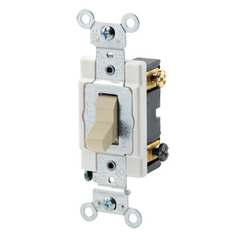 Leviton CSB3-20I 20 Amp Toggle 3-Way AC Quiet Switch, 120/277 Volt, Ivory