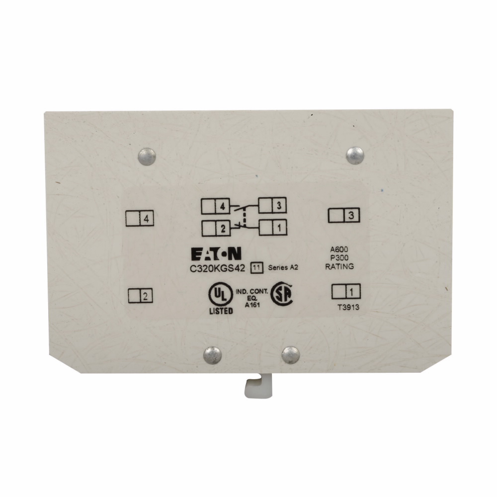 Eaton C320KGS42 Auxiliary Contact 600VAC 10A 250VDC 0.55A 1NO 1NC IEC Size P-S