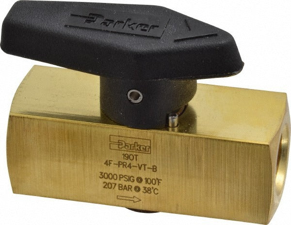 PARKER Parker 4F-PR4-VT-B Plug Valve 3000 Psi 1/4 Inch Brass Fnpt