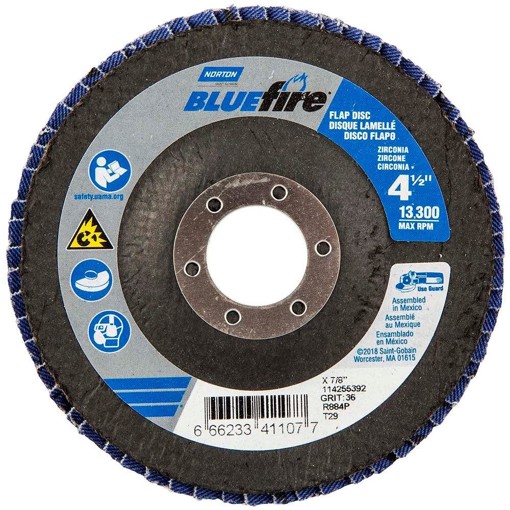 NORTON Norton 66623341107 Flap Disc 4-1/2 in 36 Grit Type 29