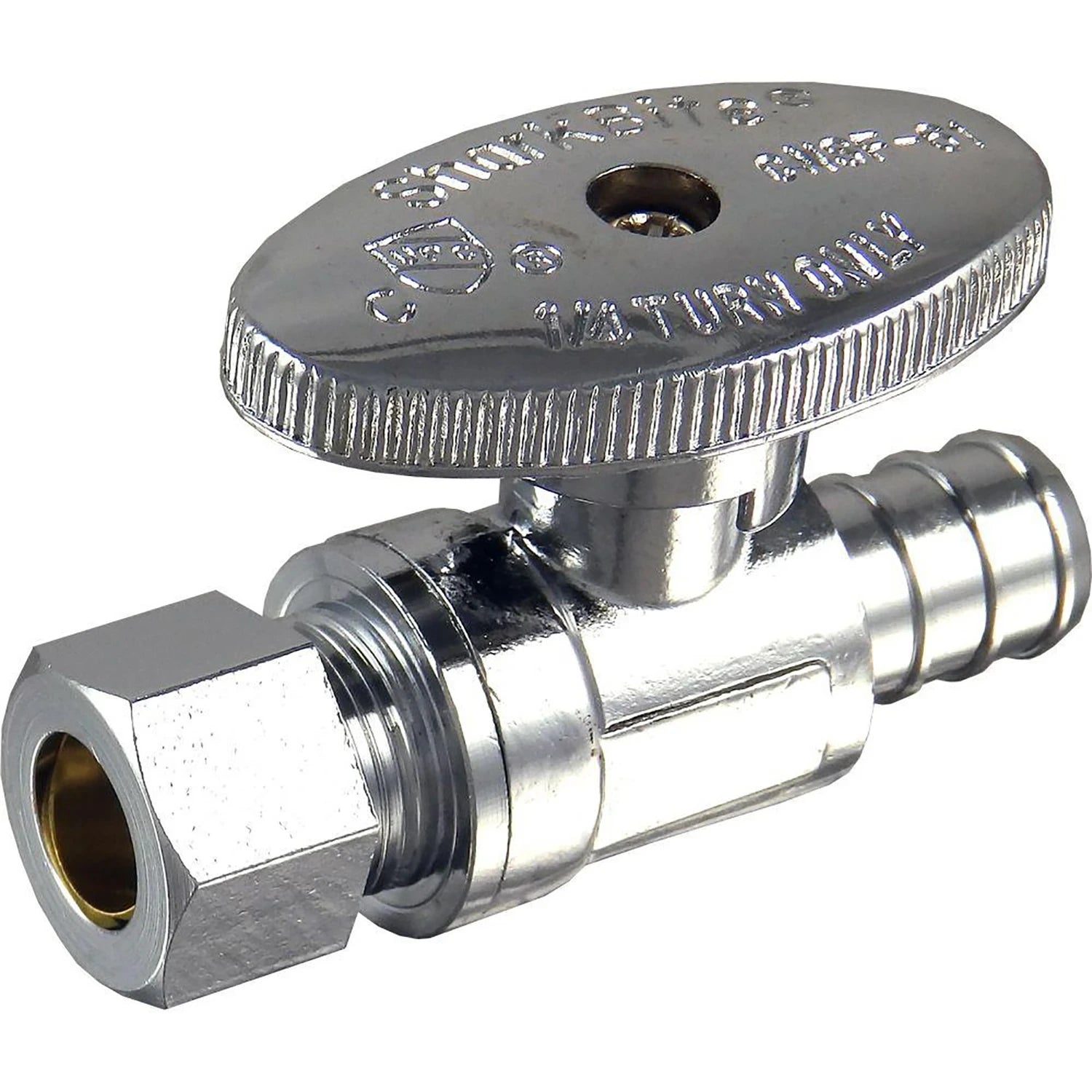 CASH-ACME Cash-Acme 23057LF 1/2 in. PEX barb x 3/8 in. brass straight stop valve (1 Pack)