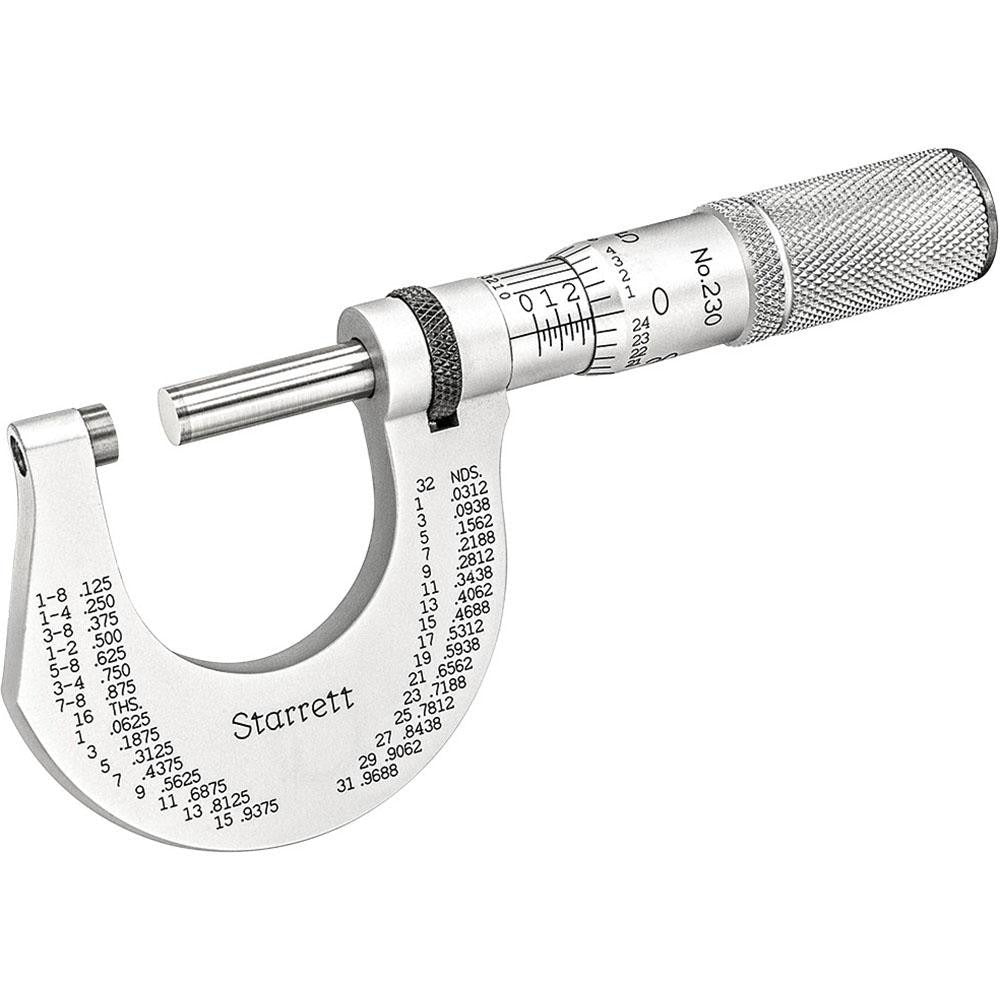 STARRETT Starrett 50947 Mechanical Outside Micrometer 1 in