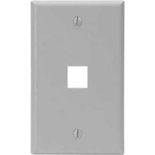 Leviton 41080-1GP Single Gang QuickPort Wall Plate, 1-Port, Grey