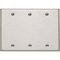 Leviton 84033-40 3-Gang No Device Blank Wall Plate Standard Size Stainless Steel