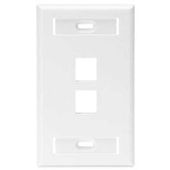 Leviton 42080-2WS Single-Gang QuickPort Wall Plate with ID Windows, 2-Ports, White