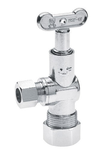 Mueller 190-032LK Angle Valve 5/8 Comp T X 3/8 S Comp Chrome Chrome-Plated