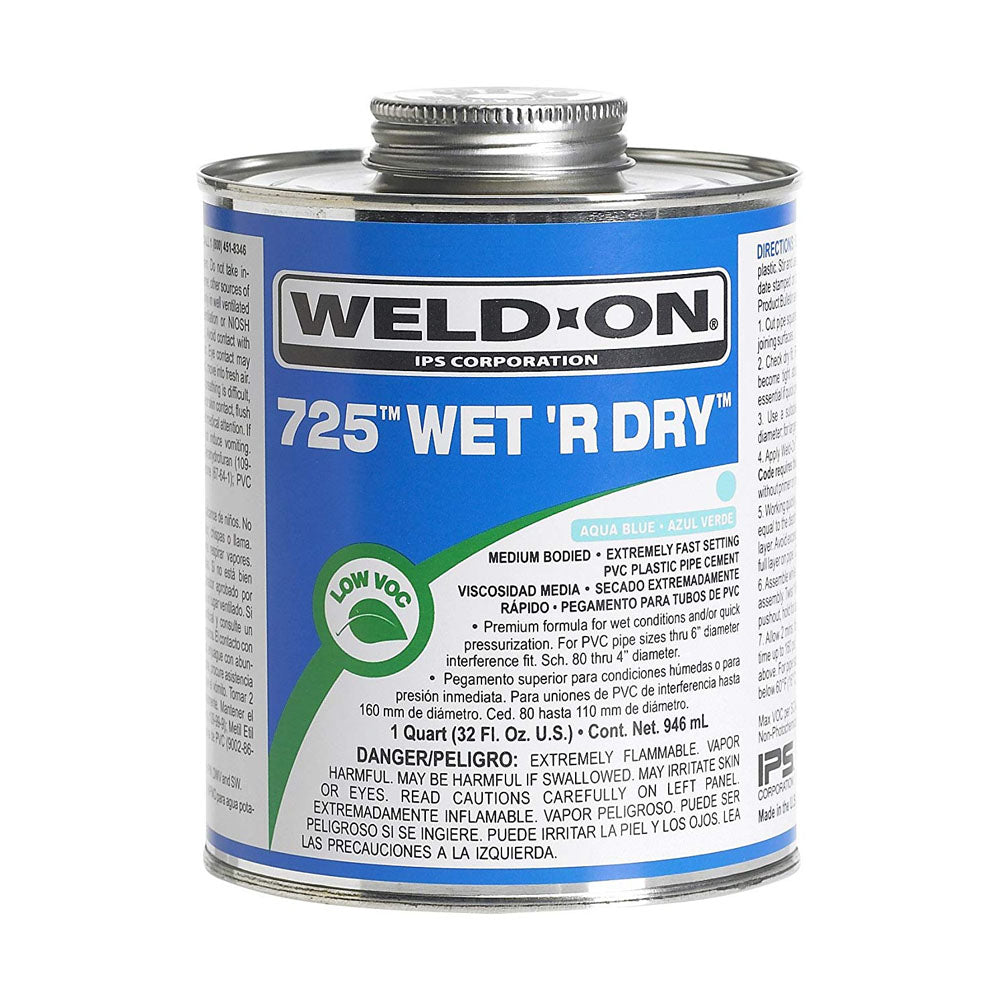 IPS CORPORATION 10165 IPS Weldon 725 Wet ‘R Dry PVC Solvent Cement Aqua Blue