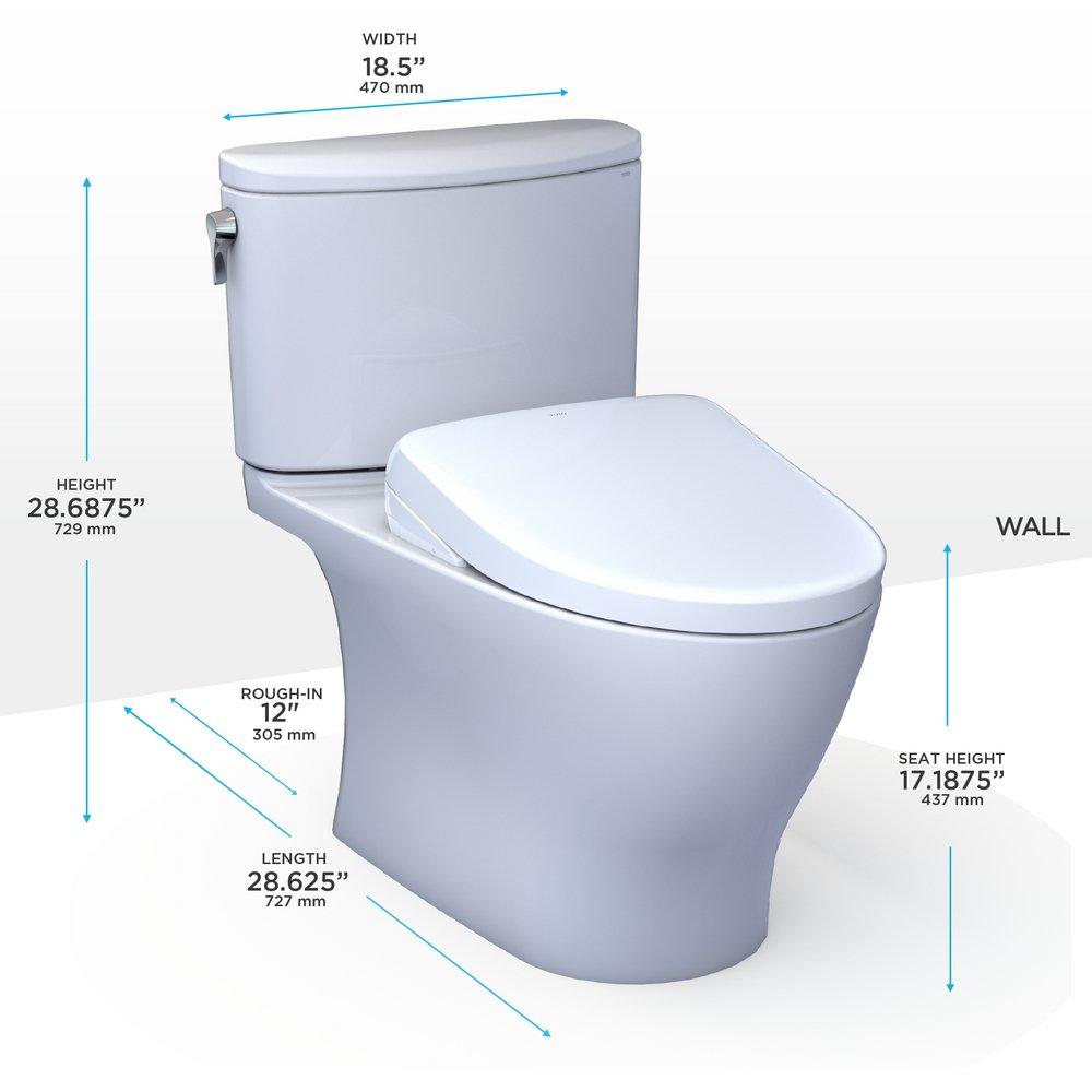 TOTO MW4424726CEFG#01 1.28 gpf Elongated Two Piece Toilet with Washlet Seat in Cotton White