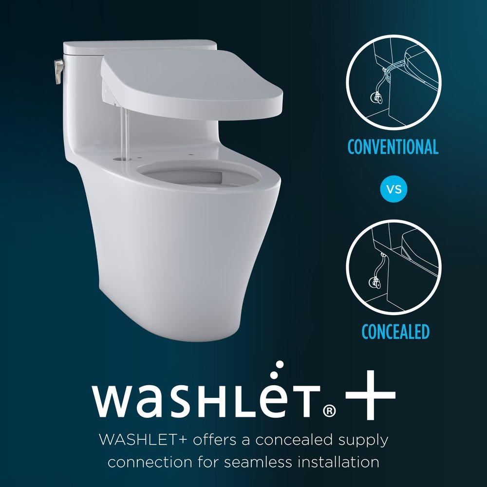 TOTO MW4424726CEFGA#01 1.28 GPF Elongated Two Piece Toilet with Washlet Seat in Cotton White