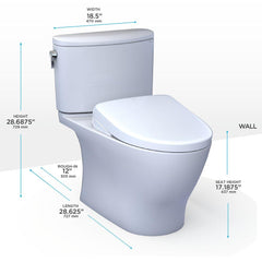 TOTO MW4424736CEFG#01 1.28 GPF Elongated Two Piece Toilet with Washlet Seat in Cotton White