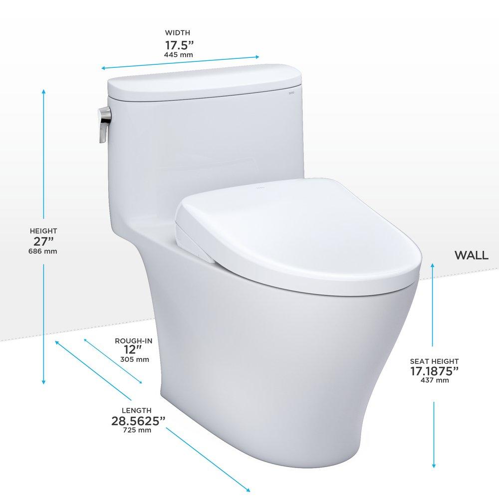 TOTO MW6424726CEFG#01 1.28 GPF Elongated One Piece Toilet with Washlet Seat in Cotton White