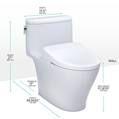 TOTO MW6424736CEFG#01 1.28 GPF Elongated One Piece Toilet with Washlet Seat in Cotton White