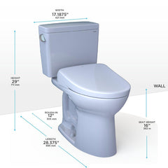 TOTO MW7764726CEG#01 1.28 GPF Elongated Two Piece Toilet with Washlet Seat in Cotton White