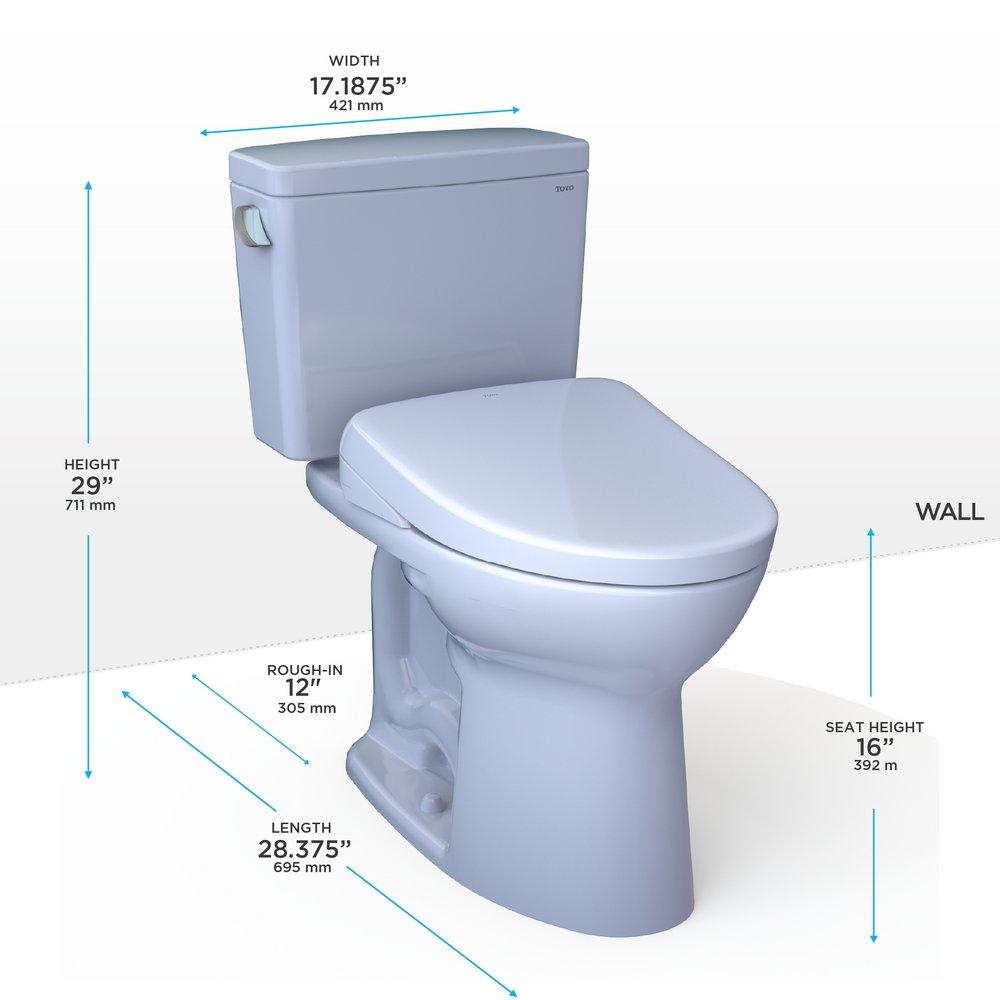 Toto MW7764726CEGA#01 1.28 GPF Elongated Two Piece Toilet with Washlet Seat in Cotton White