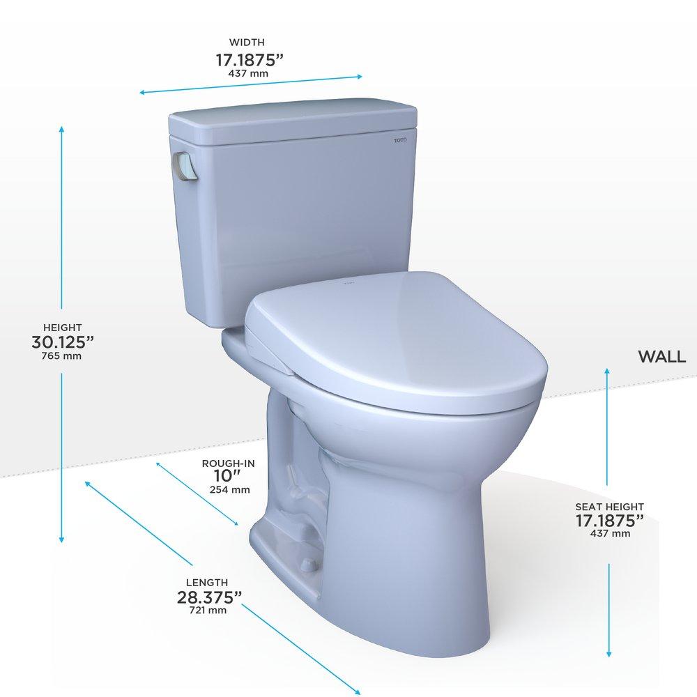 TOTO MW7764726CSFGA.10#01 1.28 GPF Elongated Two Piece Toilet with Washlet Seat in Cotton White