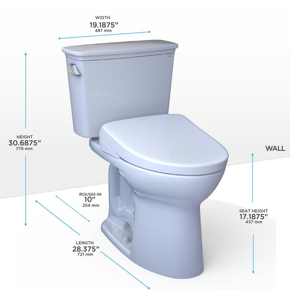 Toto MW7864726CEFGA.10#01 1.28 gpf Elongated Two Piece Toilet with Washlet Seat in Cotton White