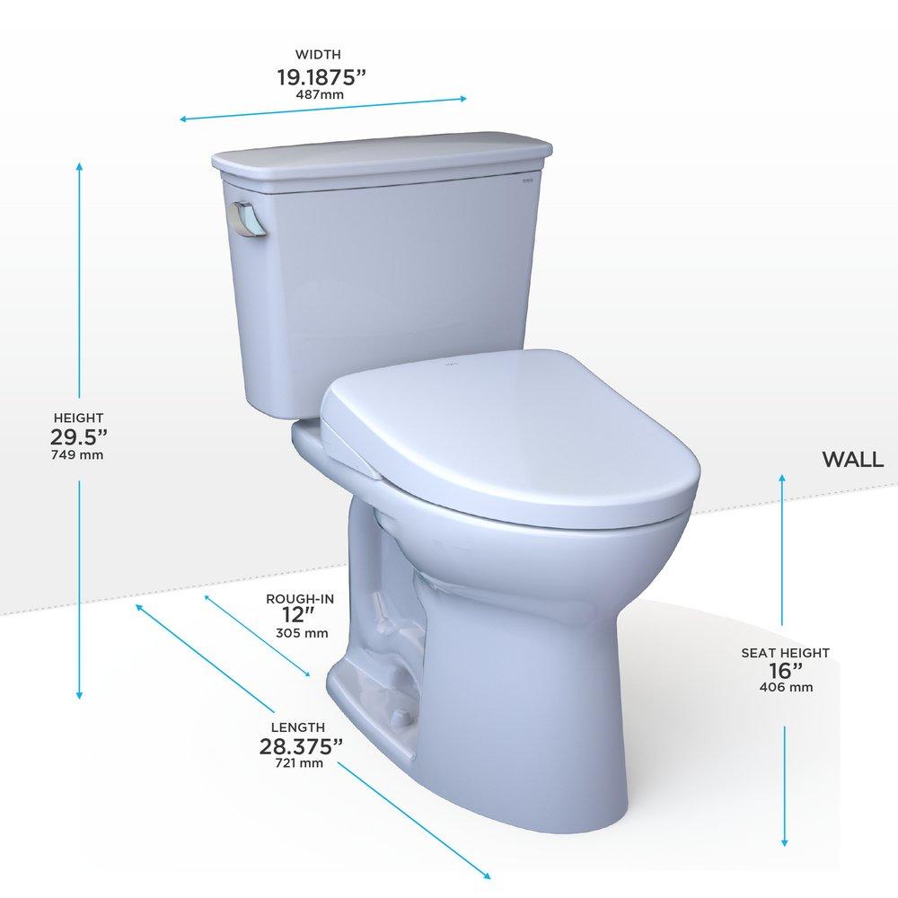 TOTO MW7864726CEGA#01 1.28 GPF Elongated Two Piece Toilet with Washlet Seat in Cotton White