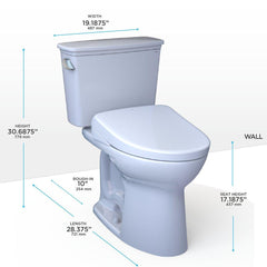 TOTO MW7864736CEFGA.10#01 1.28 gpf Elongated Two Piece Toilet with Washlet Seat in Cotton White